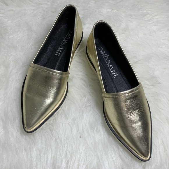 Anthropologie Sixtyseven Gold Slip on Sz 6 - Picture 1 of 5